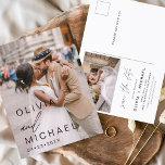 Editable Typography Save the Date Photo Minimalist Briefkaart<br><div class="desc">Het huwelijk bewaart de Kaarten van de Datum die een foto op de voor en rug hebben. Sparen de kaarten van de Datum bevatten een moderne hand geschreven kromme manuscripttypografie die elegant,  eenvoudig en modern zijn om na u minimalistische eenvoudige trouwdag te gebruiken viering.</div>