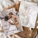 Editable Typography Save the Date Photo Minimalist Briefkaart<br><div class="desc">Het huwelijk bewaart de Kaarten van de Datum die een foto op de voor en rug hebben. Sparen de kaarten van de Datum bevatten een moderne hand geschreven kromme manuscripttypografie die elegant,  eenvoudig en modern zijn om na u minimalistische eenvoudige trouwdag te gebruiken viering.</div>