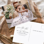 Editable Typography Save the Date Photo Minimalist Briefkaart<br><div class="desc">Het huwelijk bewaart de Kaarten van de Datum die een foto op de voorzijde hebben. Sparen de kaarten van de Datum bevatten een moderne hand geschreven kromme manuscripttypografie die elegant,  eenvoudig en modern zijn om na u minimalistische eenvoudige trouwdag te gebruiken viering.</div>