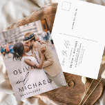 Editable Typography Save the Date Photo Minimalist Briefkaart<br><div class="desc">Het huwelijk bewaart de Kaarten van de Datum die een foto op de voor en rug hebben. Sparen de kaarten van de Datum bevatten een moderne hand geschreven kromme manuscripttypografie die elegant,  eenvoudig en modern zijn om na u minimalistische eenvoudige trouwdag te gebruiken viering.</div>