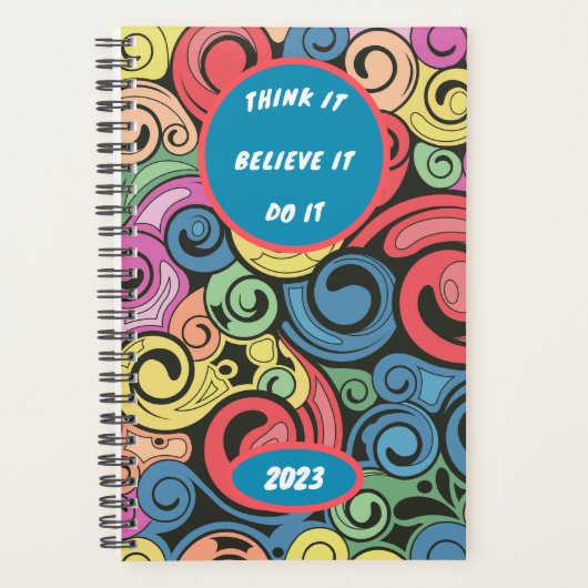 Editable, Undated Planner, Colorful Art, 2023 Planner (Voorkant)