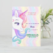 Editable Unicorn Birthday Invitation Kaart (Staand voorkant)