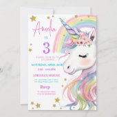 Editable Unicorn Birthday Invitation Magical Paste Kaart (Voorkant)
