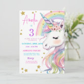 Editable Unicorn Birthday Invitation Magical Paste Kaart (Staand voorkant)