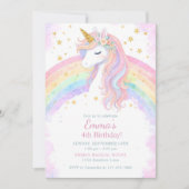 Editable Unicorn Birthday Invitation | Pastel Rain Kaart (Voorkant)