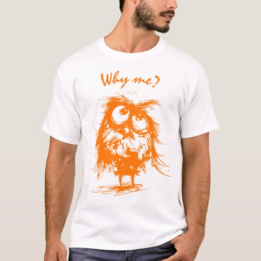 Editable Vector Owl Sketch – Funny Bird T-Shirt (Voorkant)
