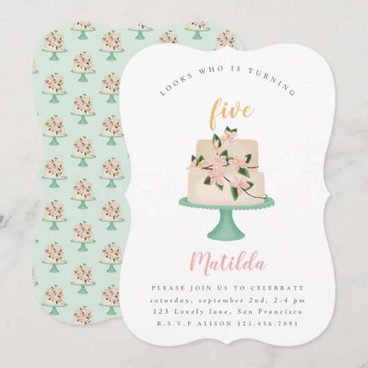 editable verjaardagstaart uitnodiging (Voorkant / Achterkant)