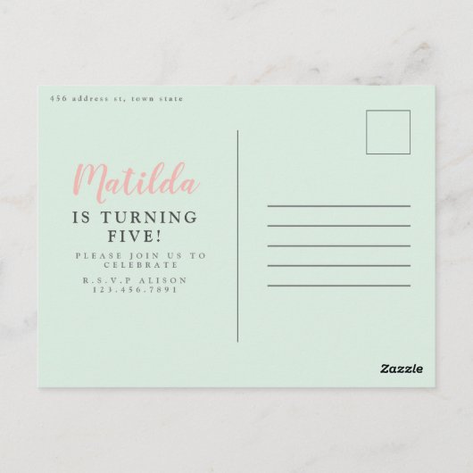 editable verjaardagstaart uitnodiging (Achterkant)