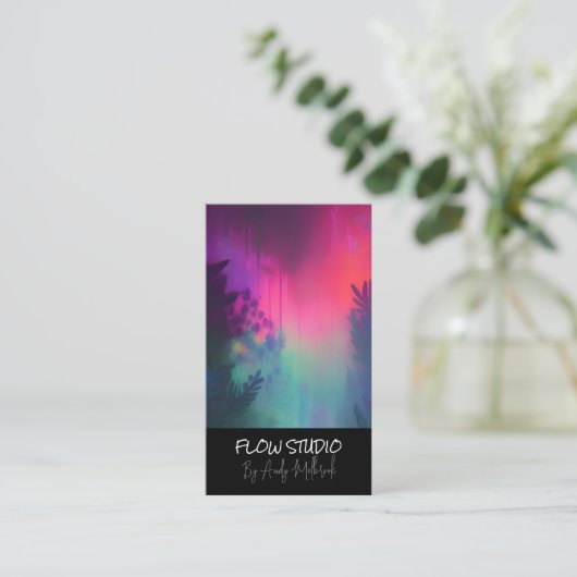 Editable Vibrant Fluid Art QR Code Visitekaartje (Staand voorkant)