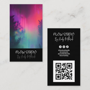 Editable Vibrant Fluid Art QR Code Visitekaartje