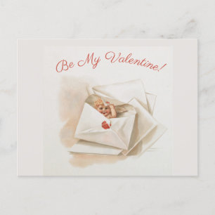 Editable Vintage Cherub Peeking Valentijn Briefkaart