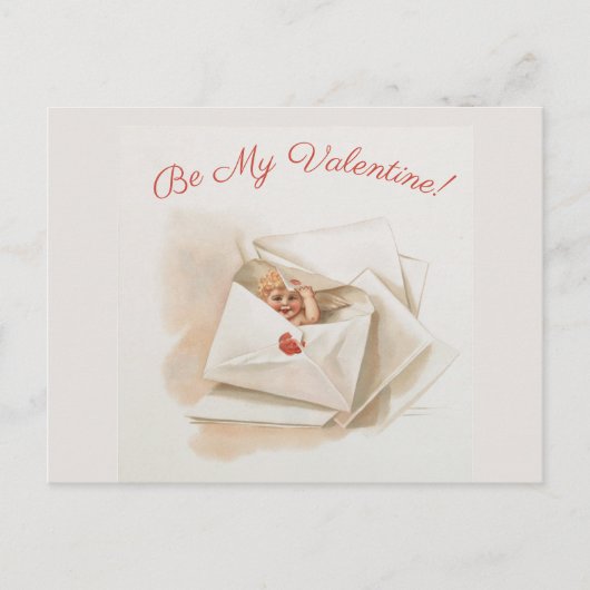 Editable Vintage Cherub Peeking Valentijn Briefkaart (Voorkant)
