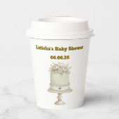 Editable Vintage Neutral Baby Shower  Papieren Bekers (Achterkant)