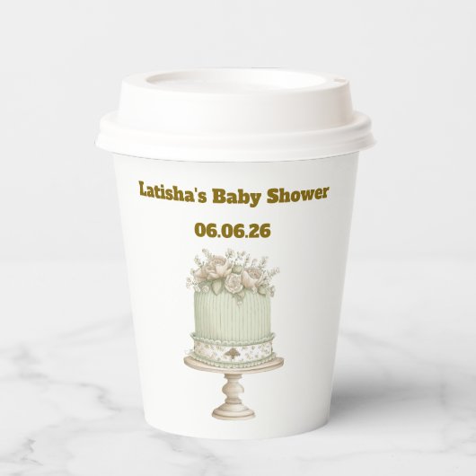 Editable Vintage Neutral Baby Shower  Papieren Bekers (Voorkant)