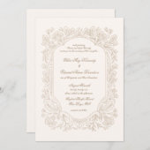 Editable Vintage Peonies Frame Wedding Invitation Kaart (Voorkant / Achterkant)