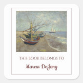 Editable Vist Boats door Van Gogh Bookplate Vierkante Sticker (Voorkant)