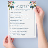 Editable Vrijgezellenfeest Game Blue White Floral Flyer (Hand)