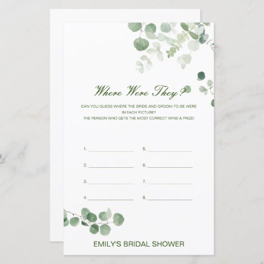 Editable Waar waren ze Vrijgezellenfeest Game (Voorkant / Achterkant)