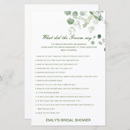 Editable Wat de Groom zei (Voorkant / Achterkant)