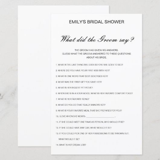 Editable Wat de Groom zei (Voorkant / Achterkant)