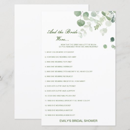 Editable Wat is het Vrijgezellenfeest van de Bride (Voorkant / Achterkant)