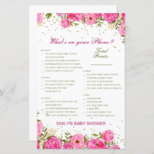 Editable Wat op uw Spel van het Baby shower van de (Voorkant / Achterkant)