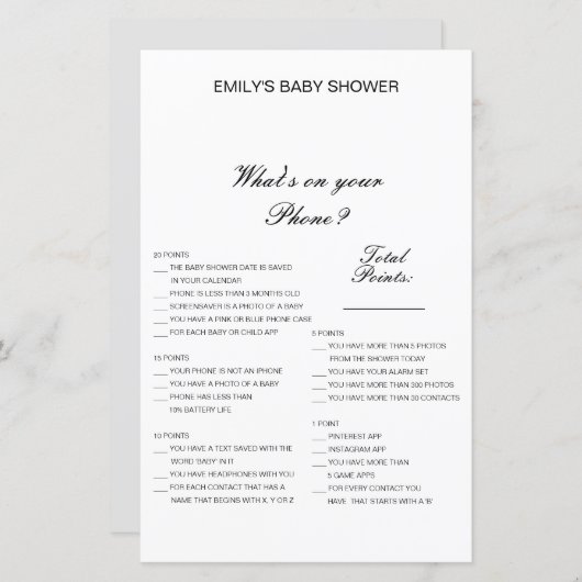 Editable Wat op uw Spel van het Baby shower van de (Voorkant / Achterkant)
