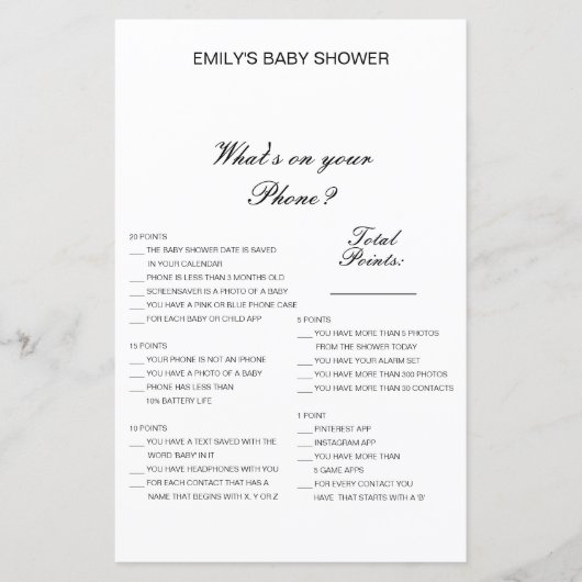 Editable Wat op uw Spel van het Baby shower van de (Voorkant)