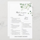 Editable Wat op uw Spel van het Baby shower van de (Voorkant / Achterkant)