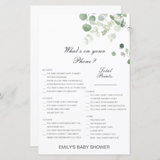 Editable Wat op uw Spel van het Baby shower van de (Voorkant / Achterkant)
