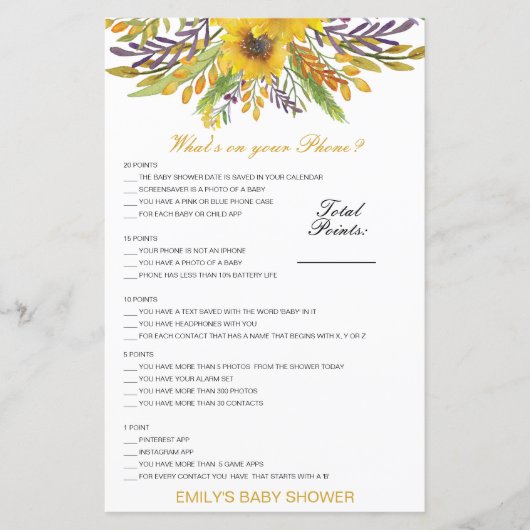 Editable Wat op uw Spel van het Baby shower van de (Voorkant)