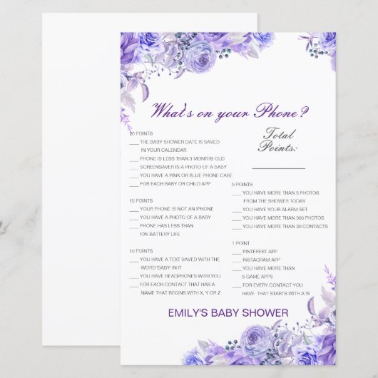 Editable Wat op uw Spel van het Baby shower van de (Voorkant / Achterkant)