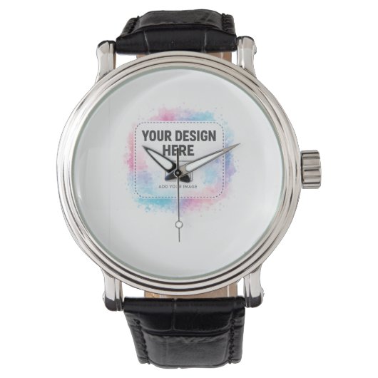 Editable Watercolor Design Template – Your Design Horloge (Voorkant)