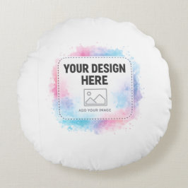 Editable Watercolor Design Template – Your Design Rond Kussen