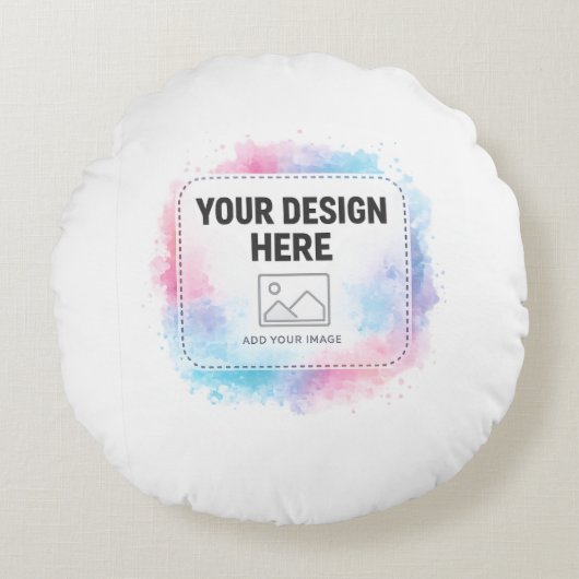 Editable Watercolor Design Template – Your Design Rond Kussen (Voorkant)
