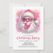 Editable Watercolor Pink Santa Bubble Gum Invites Kaart (Voorkant)