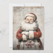 Editable Watercolor Red White Christmas Santa Card Feestdagenkaart (Voorkant)