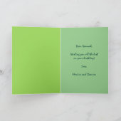 Editable Waterverf Daisy on Blue Green Birthday Kaart (Binnen)