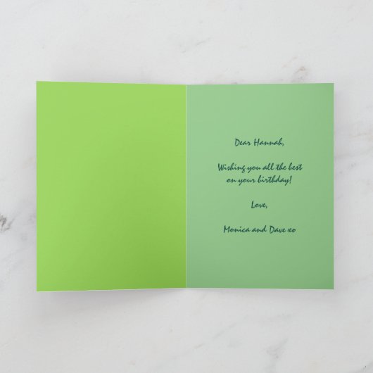 Editable Waterverf Daisy on Blue Green Birthday Kaart (Binnen)