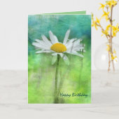 Editable Waterverf Daisy on Blue Green Birthday Kaart (Gele Bloem)