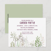 Editable Waterverf Garden Party Invitation Kaart (Voorkant / Achterkant)