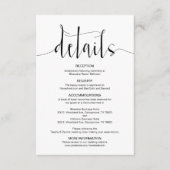 Editable Wedding Details, Black Modern Script Informatiekaartje (Voorkant)