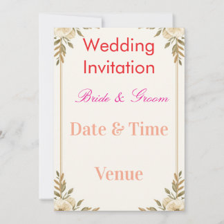 Editable Wedding Invitation 7x5 – Elegant Floral D Kaart