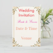 Editable Wedding Invitation 7x5 – Elegant Floral D Kaart (Staand voorkant)