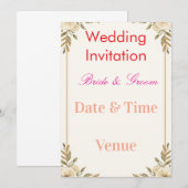 Editable Wedding Invitation 7x5 – Elegant Floral D Kaart (Voorkant / Achterkant)
