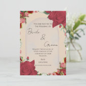 Editable Wedding Invitation – Red Floral Design Kaart (Staand voorkant)