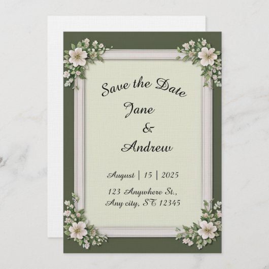 Editable wedding  kaart (Voorkant / Achterkant)