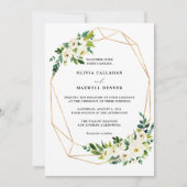 Editable Wedding Sjabloon, White & Gold Kaart (Voorkant)