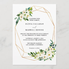 Editable Wedding Sjabloon, White & Gold Kaart