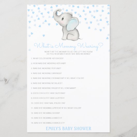 Editable What is Mammiewerend Baby shower Game (Voorkant)
